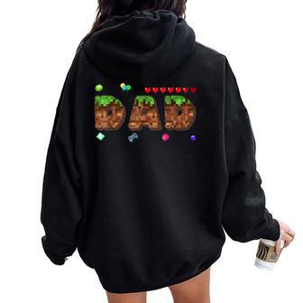 Mom And Dad Of The Birthday Boy Pixel Game Matching Family Women Oversized Hoodie Back Print - Thegiftio UK