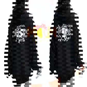 Mom Of Both Leopard Game Day Baseball Softball Mother's Day Women Oversized Hoodie Back Print - Thegiftio UK