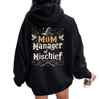 Mom Manager Of Mischief Wizard Mom Women Oversized Hoodie Back Print - Thegiftio UK