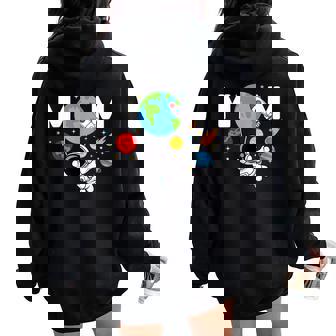 Mom Mommy Mother Space Astronaut Birthday Family Matching Women Oversized Hoodie Back Print | Mazezy