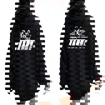 Mom Pit Crew Family Racing Birthday Race Car Women Oversized Hoodie Back Print - Thegiftio
