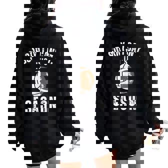 Mom Of Both Sorry I Can't It's Volleyball Football Season Women Oversized Hoodie Back Print | Seseable CA