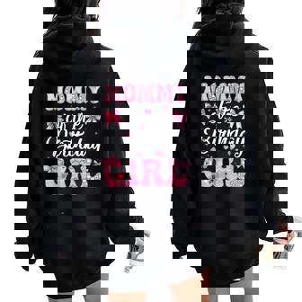 Mommy Of The Birthday Girl Family Pink Coquette Bow Women Oversized Hoodie Back Print - Thegiftio