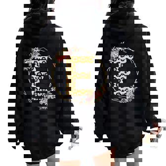 Monograma De Flores Con Letra E De Leopardo Para Es Y Niñas Women Oversized Hoodie Back Print - Regaloses