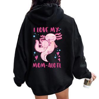Axolotl Daughter Mama Matching Girls Mom Women Oversized Hoodie Back Print - Thegiftio UK
