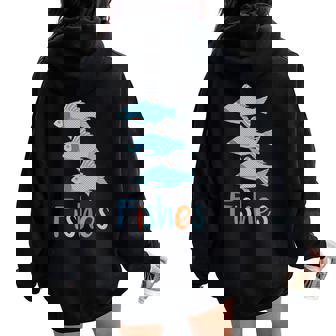 Motif Fond De Poisson Bleu Et Orange Sweat à capuche oversize pour femme avec imprimé dans le dos - Cadeauxyz