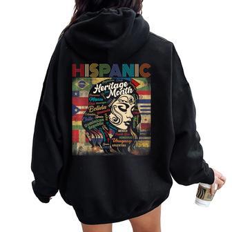 National Hispanic Heritage Month Mexican Pride Flag Womens Women Oversized Hoodie Back Print - Thegiftio UK