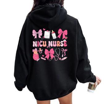 Nicu Nurse Coquette Bow Nurse Day Nurse Week 2025 Women Oversized Hoodie Back Print - Thegiftio UK