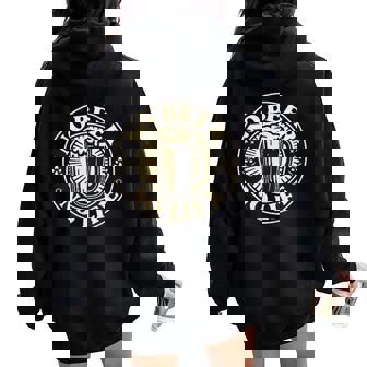 No Beer No Life ヴィンテージ飲酒 ビール愛好家向け 左胸 レディース オーバーサイズ パーカー バックプリント - Kawaiitshirt