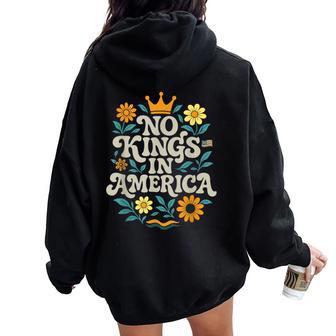 No King In American Retro Floral 70S Democracy Women Women Oversized Hoodie Back Print - Thegiftio UK