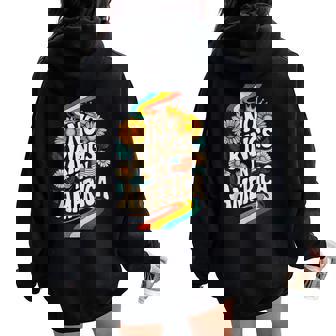 No Kings In America Retro Floral 70S Women Women Oversized Hoodie Back Print | Mazezy