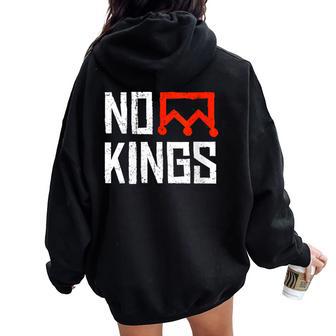No Kings Protest Sign Women Oversized Hoodie Back Print - Thegiftio UK