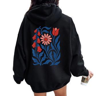No Words Subtle Foxglove Daisy Tulip Women Oversized Hoodie Back Print - Thegiftio UK