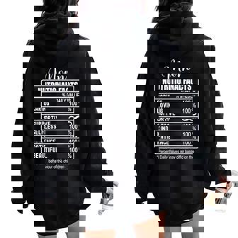 Nutrition Facts Mom Nutritional Facts Women Oversized Hoodie Back Print - Thegiftio