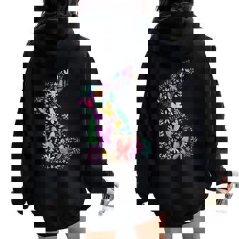Oeufs De Lapin De Pâques Pour La Chasse Fleurs Pour Sweat à capuche oversize pour femme avec imprimé dans le dos - Cadeauxyz