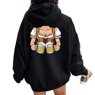 Oktoberfest Barmaid Dirndl Beer Bavarian Party Women Oversized Hoodie Back Print - Thegiftio UK
