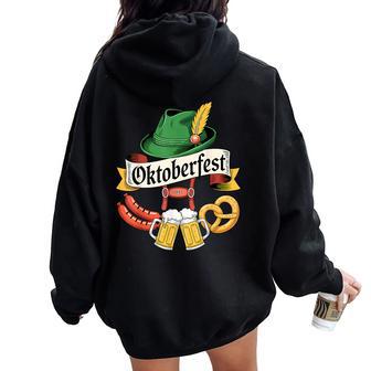 Oktoberfest Beer Pretzel Sausage Bavarian Hat Women Women Oversized Hoodie Back Print - Thegiftio UK