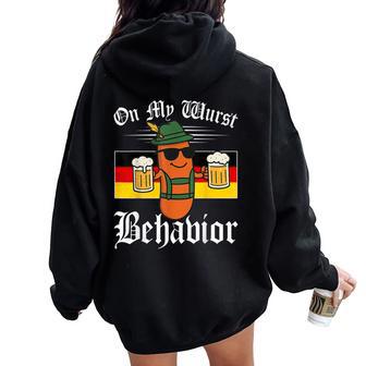 Oktoberfest On My Wurst Behavior German Women Women Oversized Hoodie Back Print - Thegiftio UK