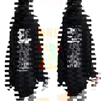 One Happy Dada Camper First Birthday Camping Bear Mother Women Oversized Hoodie Back Print - Thegiftio