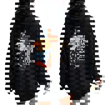 One Nation Under God Flag 4Th Of July Patriotic Christian Women Oversized Hoodie Back Print - Thegiftio