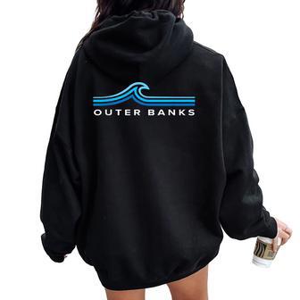 Outer Banks Nc Waves Vintage Girls Boys Souvenir Women Oversized Hoodie Back Print - Thegiftio UK