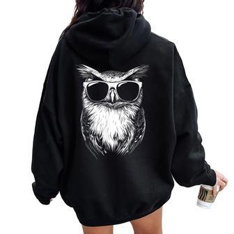 Owl Sunglasses Graphic Women Oversized Hoodie Back Print - Thegiftio UK