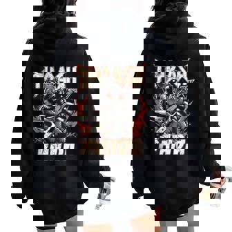 Panda De Basura Divertido Mapache De Heavy Metal In Mangas Women Oversized Hoodie Back Print - Regaloses