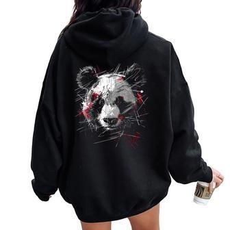Panda Dibujo Arte Animal Abstracto Gráfico Women Oversized Hoodie Back Print - Regaloses