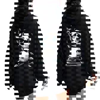 Panda Rétro Rock Musique Cadeau Homme Enfant Panda Drôle Sweat à capuche oversize pour femme avec imprimé dans le dos - Cadeauxyz