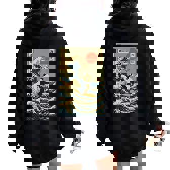 Panda Surfing Japanese Women Oversized Hoodie Back Print | Mazezy