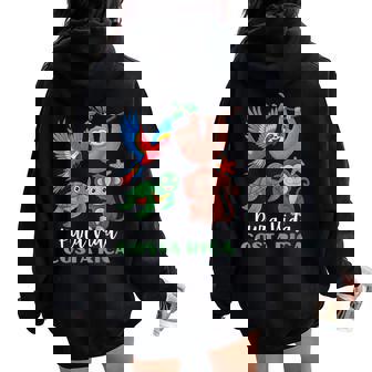 Parrot Sloth Turtle Vacation Tropical Pura Vida Costa Rica Women Oversized Hoodie Back Print - Thegiftio