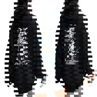 Patinete Grumpy Zebra Riding Cuello Women Oversized Hoodie Back Print - Regaloses