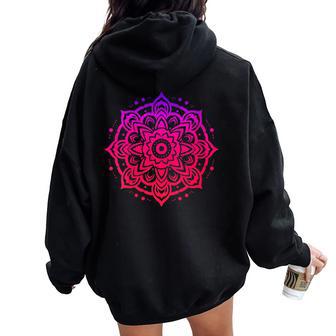 Patrón Abstracto De Mandala De Yoga Cuello Women Oversized Hoodie Back Print - Regaloses