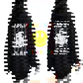 Peace Out First Grade Cute Groovy Last Day Of 1St Grade Women Oversized Hoodie Back Print - Thegiftio UK