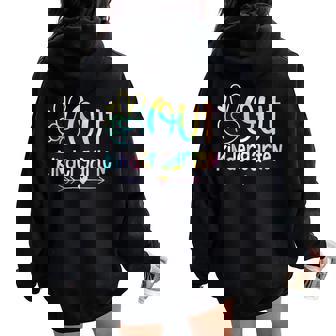 Peace Out Kindergarten Tie Dye Last Day Of School Teacher Women Oversized Hoodie Back Print - Thegiftio