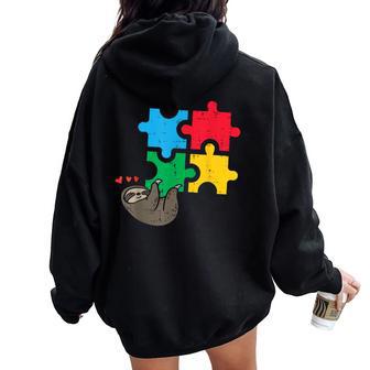 Perezoso Colgante Puzzle Lindo Autismo Concientización Hombres Es Niños Women Oversized Hoodie Back Print - Regaloses