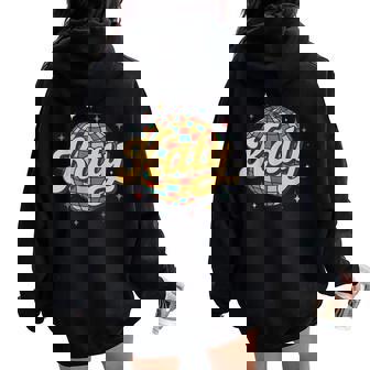 Personalized Name Katy Groovy I Love Katy Retro Women Oversized Hoodie Back Print - Thegiftio UK