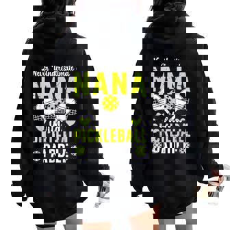 Pickleball Nana For Mother's Day Proud Pickleball Nana Grandma Black Women's Small Women Oversized Hoodie Back Print | Mazezy