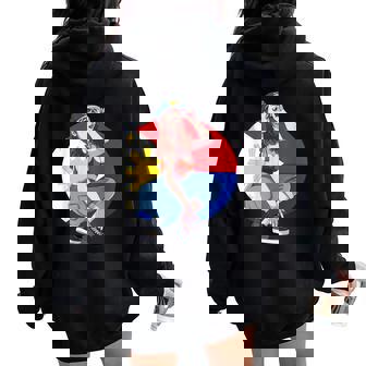 Pinay Girl フィリピン 強い フィリピン国旗 フィリピンプライド レディース オーバーサイズ パーカー バックプリント - Kawaiitshirt