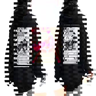 Pinup Girls 「バルーン付きセクシー赤毛ピンナップ1」 レディース オーバーサイズ パーカー バックプリント - Kawaiitshirt