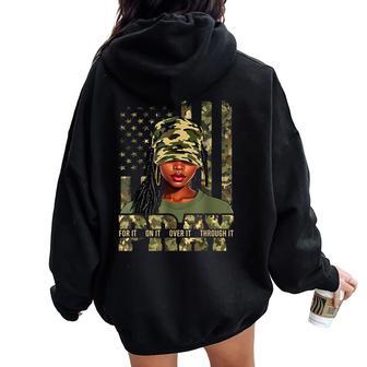 Pray On It Pray Over It Black Woman Loc'd Christian Women Women Oversized Hoodie Back Print - Thegiftio UK