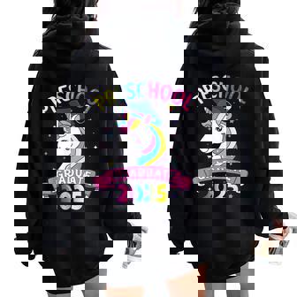 Pre-K Preschool Graduate 2025 Unicorn Girls Women Oversized Hoodie Back Print - Thegiftio UK