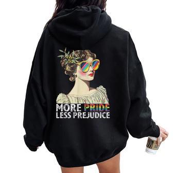 More Pride & Less Prejudice Rainbow Lgbt Gay Lesbian Pride Women Oversized Hoodie Back Print - Thegiftio UK