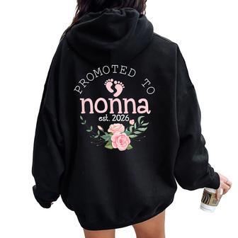 Promoted To Grandma Est 2026 New Grandmother 1St Time Nonna Women Oversized Hoodie Back Print - Thegiftio UK