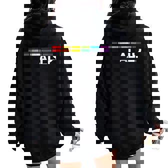 Proud Ally Bars Equality Lgbtq Rainbow Flag Gay Pride Ally レディース オーバーサイズ パーカー バックプリント - Kawaiitshirt