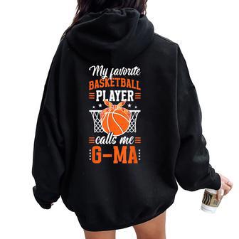 Proud Basketball G-Ma Grandma G-Ma Of A Basketball Player Women Oversized Hoodie Back Print - Thegiftio