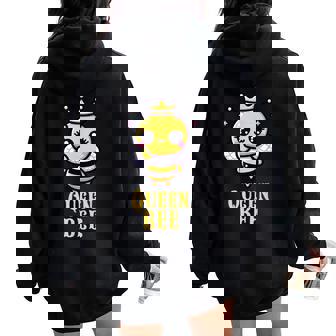 Queen Bee Crown Girls Honey Hive Bee Keeper Bee Women Oversized Hoodie Back Print - Thegiftio