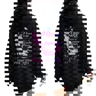 A Queen Was Born In September Happy Birthday To Me Women Oversized Hoodie Back Print | Mazezy