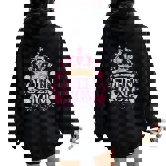 Queen Mom Happy For Mother's Day Mom Women Oversized Hoodie Back Print | Mazezy