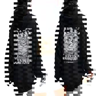 Rage Consumes Me Silly Staring Cat Meme Men Women Oversized Hoodie Back Print - Thegiftio UK